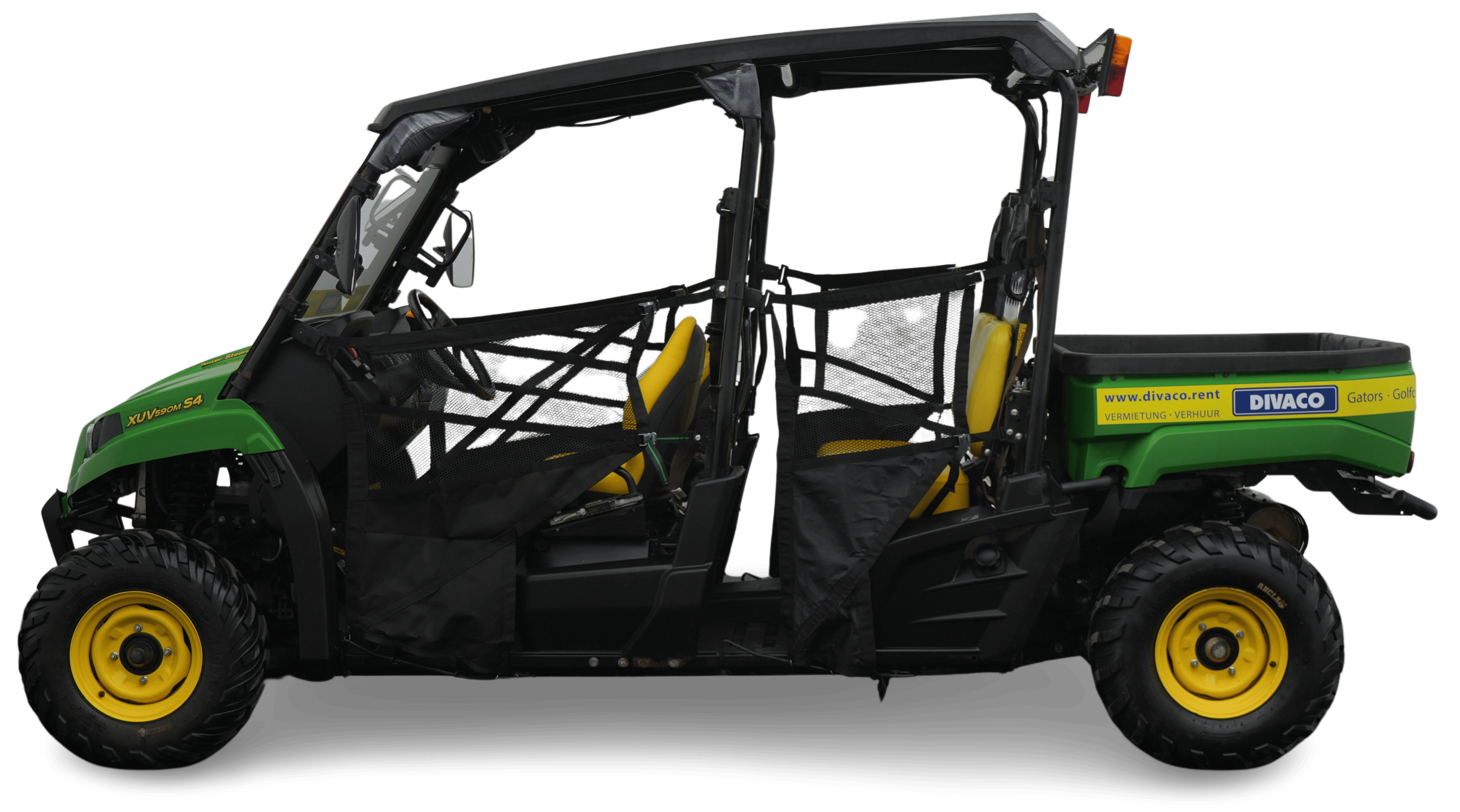 John Deere Gator 4x4 Nutzfahrzeug mit Verbrennungsmotor, Anhängerkupplung und Straßenzulassung – gator-mieten.de