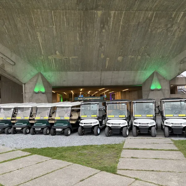 Elektro-Golfcarts für 2 bis 8 Personen mit Ladeflächen in verschiedenen Größen, Gator-mieten.de